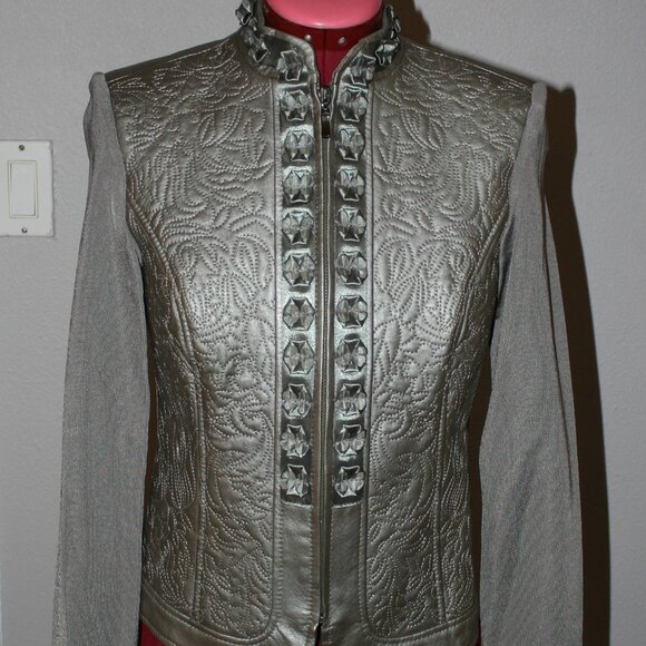 Nygard Collection Leather Sweater Jacket - PS(4-6) - Grey - Picture 1 of 9